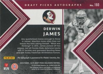 2018 Panini Elite Draft Picks - Draft Picks Autographs #160 Derwin James Back