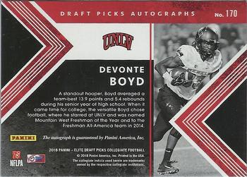 2018 Panini Elite Draft Picks - Draft Picks Autographs #170 Devonte Boyd Back
