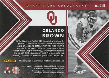 2018 Panini Elite Draft Picks - Draft Picks Autographs #200 Orlando Brown Back