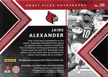 2018 Panini Elite Draft Picks - Draft Picks Autographs #208 Jaire Alexander Back