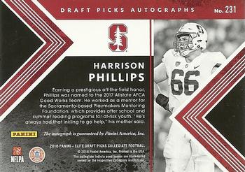 2018 Panini Elite Draft Picks - Draft Picks Autographs #231 Harrison Phillips Back