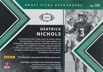 2018 Panini Elite Draft Picks - Draft Picks Autographs #244 Deatrick Nichols Back