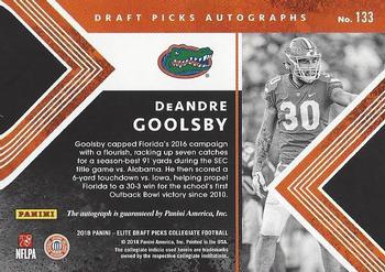 2018 Panini Elite Draft Picks - Draft Picks Autographs Aspirations Purple #133 DeAndre Goolsby Back