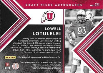 2018 Panini Elite Draft Picks - Draft Picks Autographs Aspirations Purple #271 Lowell Lotulelei Back