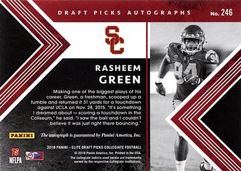 2018 Panini Elite Draft Picks - Draft Picks Autographs Aspirations Red #246 Rasheem Green Back