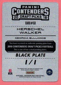 2018 Panini Contenders Draft Picks - Printing Plates Black #50 Herschel Walker Back
