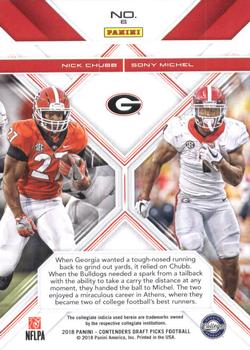 2018 Panini Contenders Draft Picks - Collegiate Connections #6 Nick Chubb / Sony Michel Back