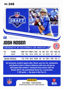 2018 Score - Artist's Proof #348 Josh Rosen Back