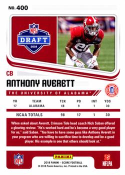 2018 Score - Artist's Proof #400 Anthony Averett Back