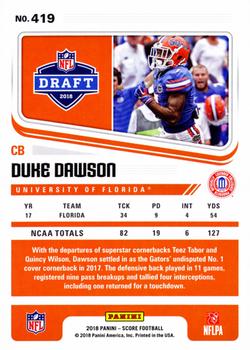 2018 Score - Artist's Proof #419 Duke Dawson Back