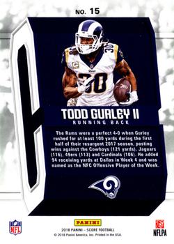 2018 Score - Captains Gold #15 Todd Gurley II Back