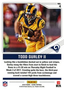 2018 Score - Color Rush Red #4 Todd Gurley II Back
