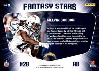 2018 Score - Fantasy Stars #9 Melvin Gordon Back