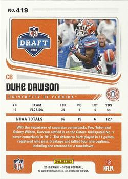 2018 Score - First Down #419 Duke Dawson Back