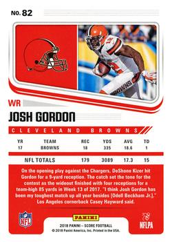 2018 Score - Gold #82 Josh Gordon Back