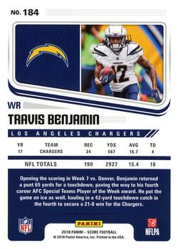 2018 Score - Gold #184 Travis Benjamin Back
