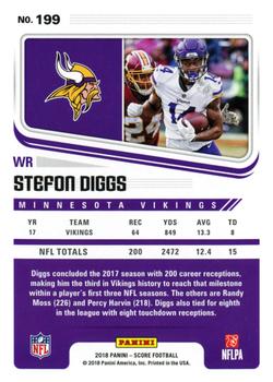 2018 Score - Gold #199 Stefon Diggs Back