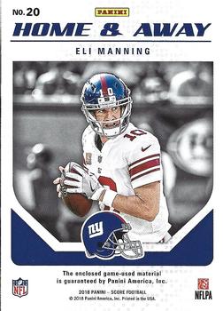 2018 Score - Home and Away Jerseys #20 Eli Manning Back