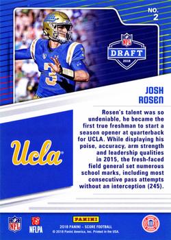 2018 Score - NFL Draft #2 Josh Rosen Back