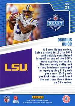 2018 Score - NFL Draft Red #21 Derrius Guice Back