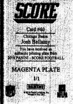 2018 Score - Printing Plates Magenta #60 Josh Bellamy Back