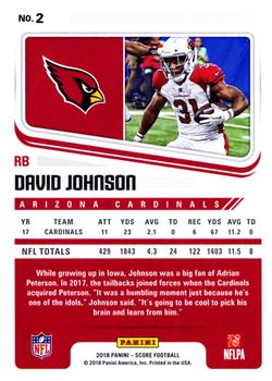 2018 Score - Red #2 David Johnson Back