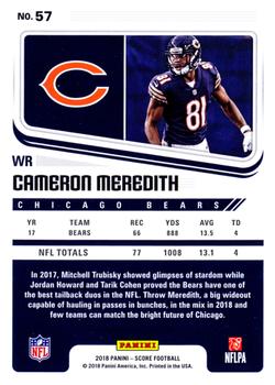 2018 Score - Red #57 Cameron Meredith Back