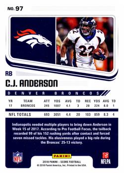 2018 Score - Red #97 C.J. Anderson Back