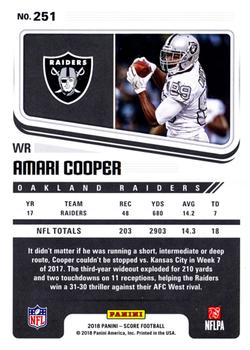 2018 Score - Red #251 Amari Cooper Back
