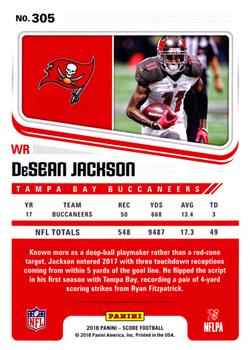 2018 Score - Red #305 DeSean Jackson Back