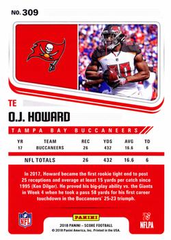 2018 Score - Red #309 O.J. Howard Back
