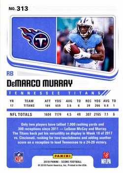 2018 Score - Red #313 DeMarco Murray Back