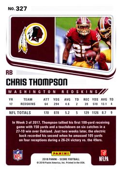 2018 Score - Red #327 Chris Thompson Back