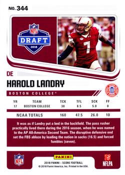 2018 Score - Red #344 Harold Landry Back