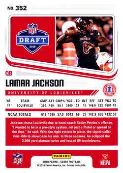 2018 Score - Red #352 Lamar Jackson Back