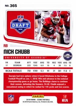 2018 Score - Red #365 Nick Chubb Back