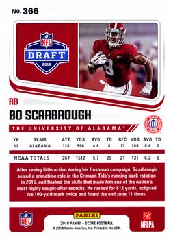 2018 Score - Red #366 Bo Scarbrough Back