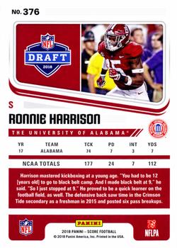 2018 Score - Red #376 Ronnie Harrison Back