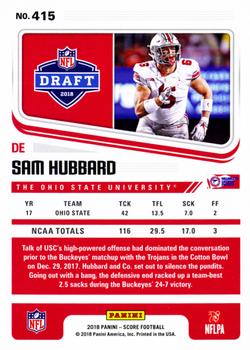 2018 Score - Red #415 Sam Hubbard Back