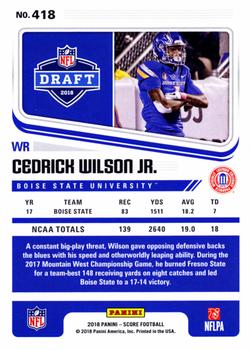 2018 Score - Rookie Autographs #418 Cedrick Wilson Jr. Back