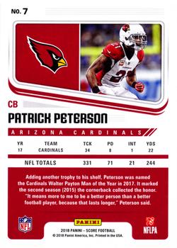 2018 Score - Scorecard #7 Patrick Peterson Back