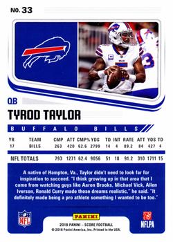 2018 Score - Scorecard #33 Tyrod Taylor Back