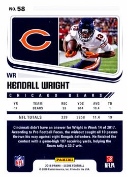 2018 Score - Scorecard #58 Kendall Wright Back