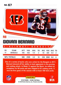 2018 Score - Scorecard #67 Giovani Bernard Back