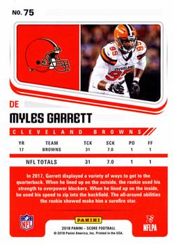 2018 Score - Scorecard #75 Myles Garrett Back