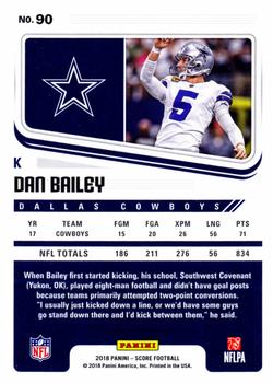 2018 Score - Scorecard #90 Dan Bailey Back