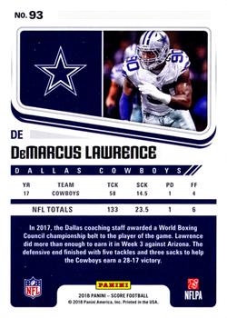 2018 Score - Scorecard #93 DeMarcus Lawrence Back