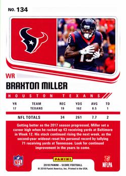 2018 Score - Scorecard #134 Braxton Miller Back