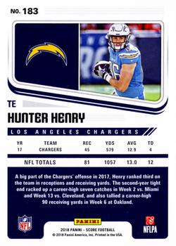 2018 Score - Scorecard #183 Hunter Henry Back