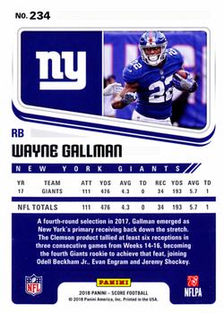2018 Score - Scorecard #234 Wayne Gallman Back